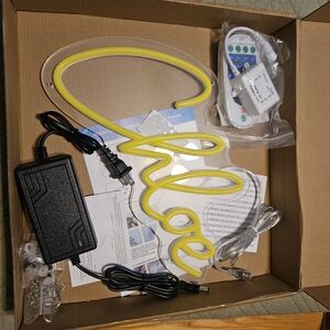 Yellow Neon 'Aloe' Sign with Remote